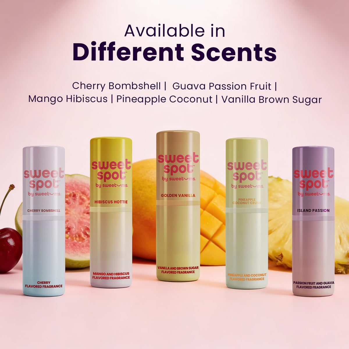 Full collection overview of Sweetums SweetSpot flavored products highlighting the brown sugar vanilla variant.