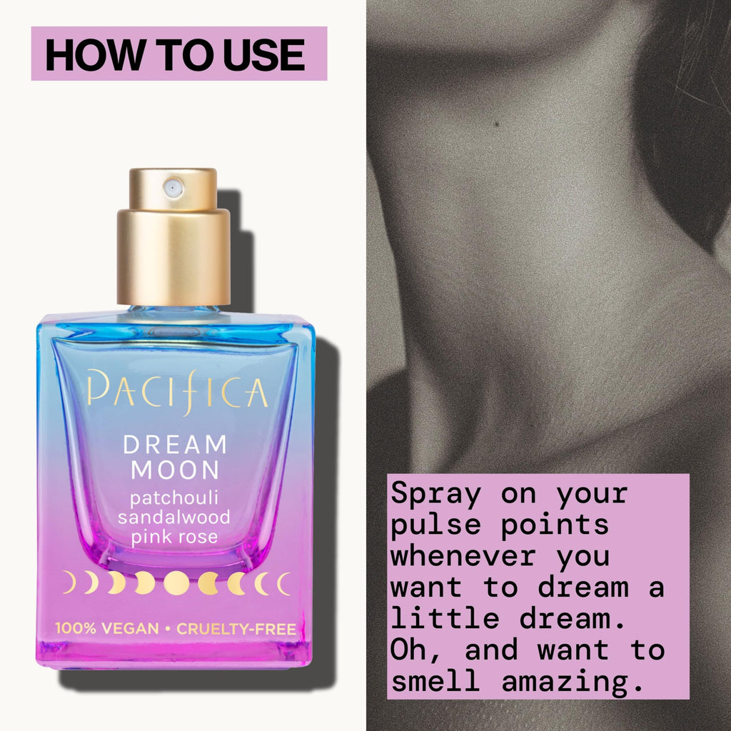 Side profile of Pacifica Dream Moon perfume spray