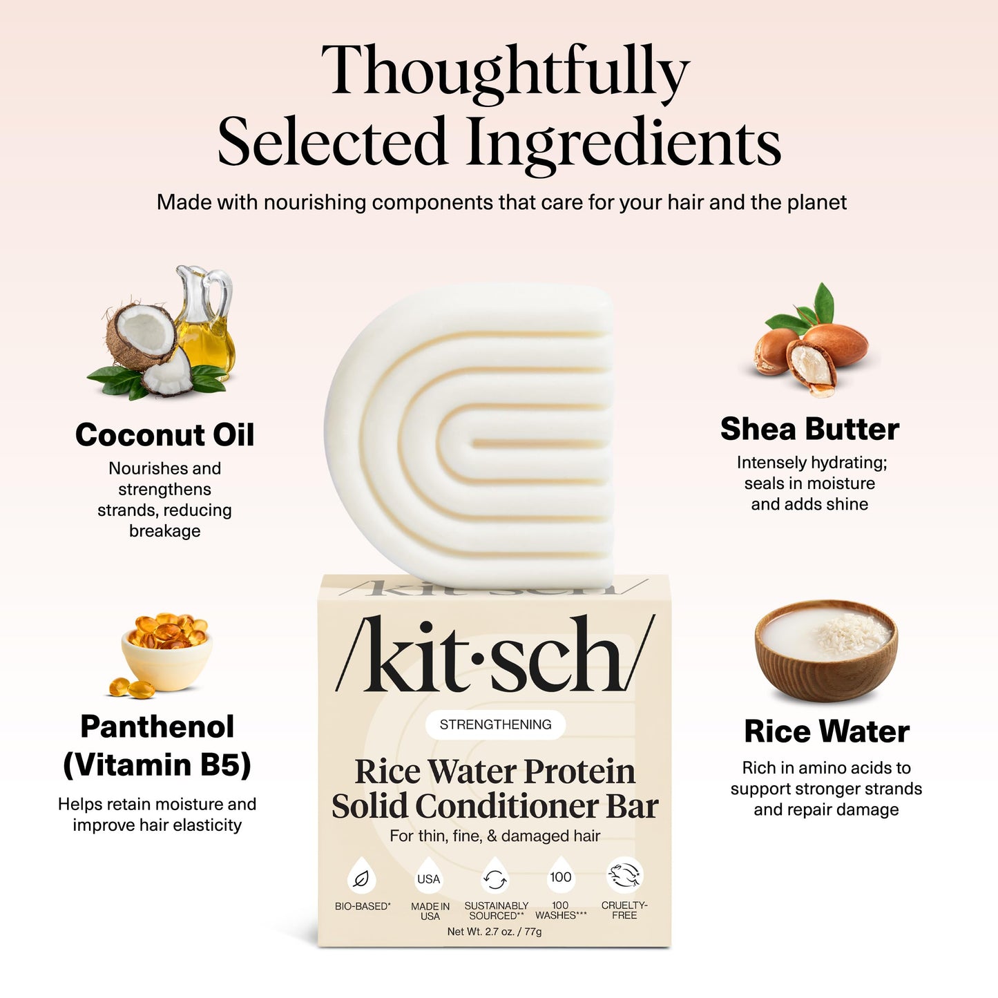 Kitsch rice water hair conditioner ingredients label