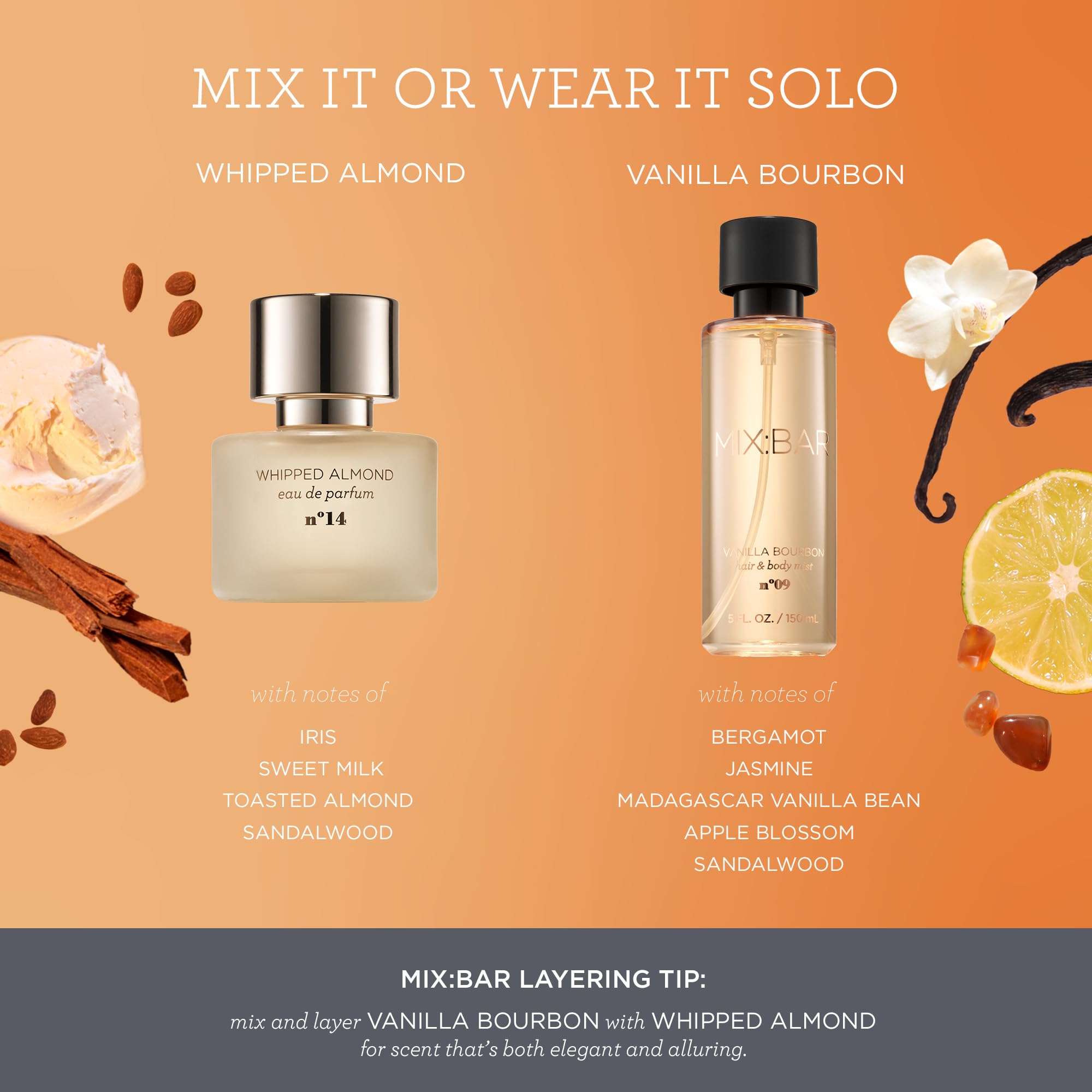 MIX:BAR Vanilla Bourbon vegan and cruelty free clean fragrance mist packaging