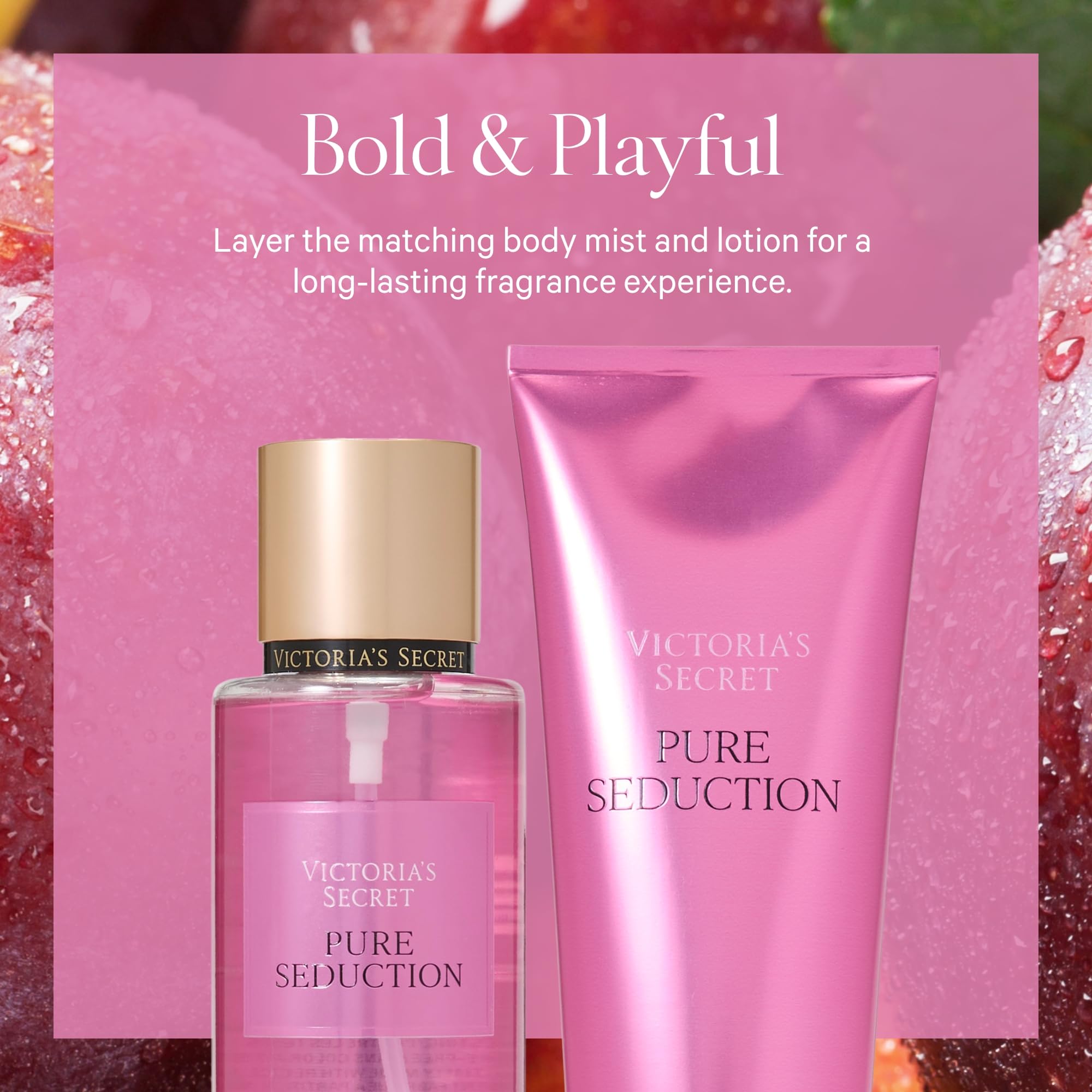 Pure Seduction fragrance mist brand label and design