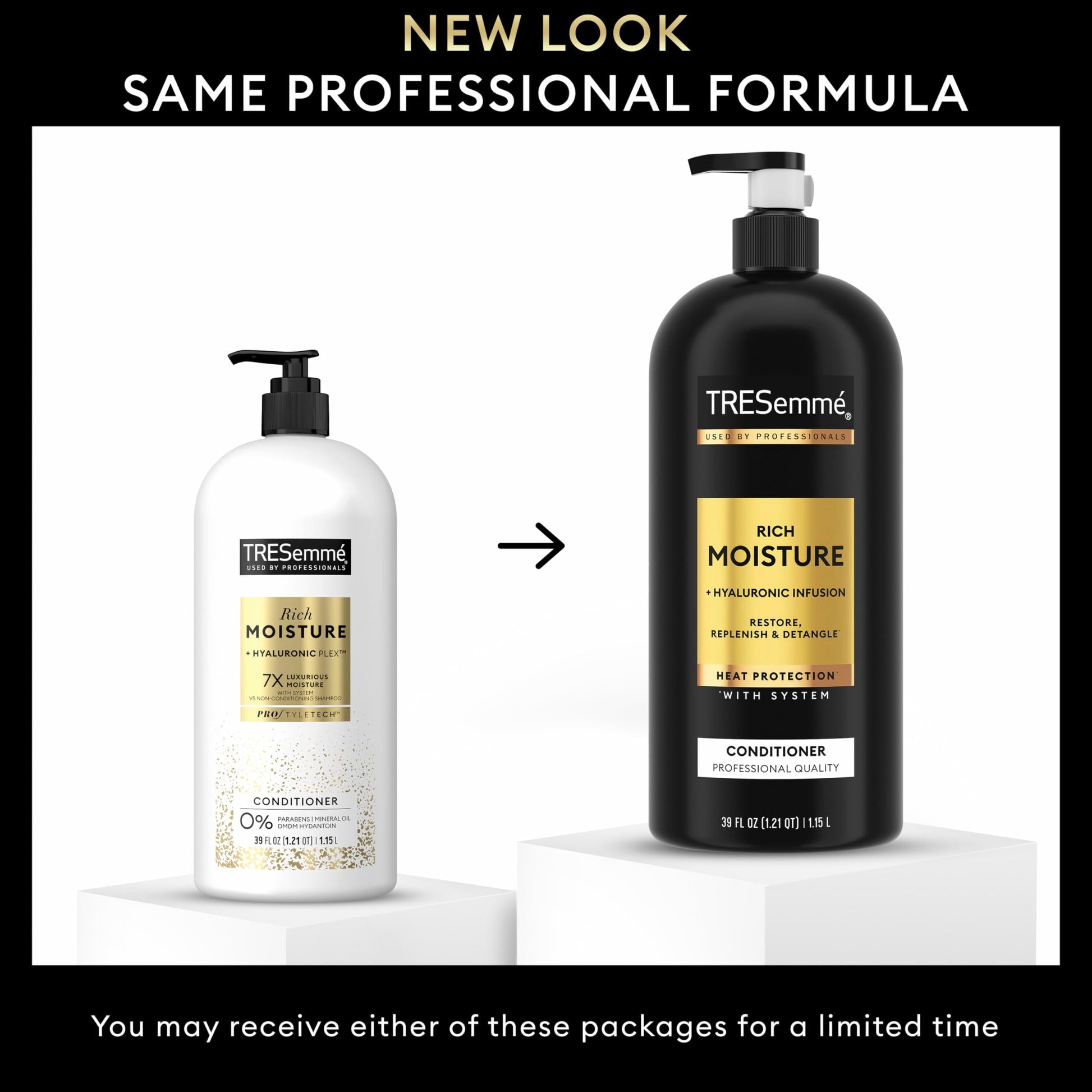 Back label of TRESemmÃ© Rich Moisture Conditioner showing paraben free ingredients