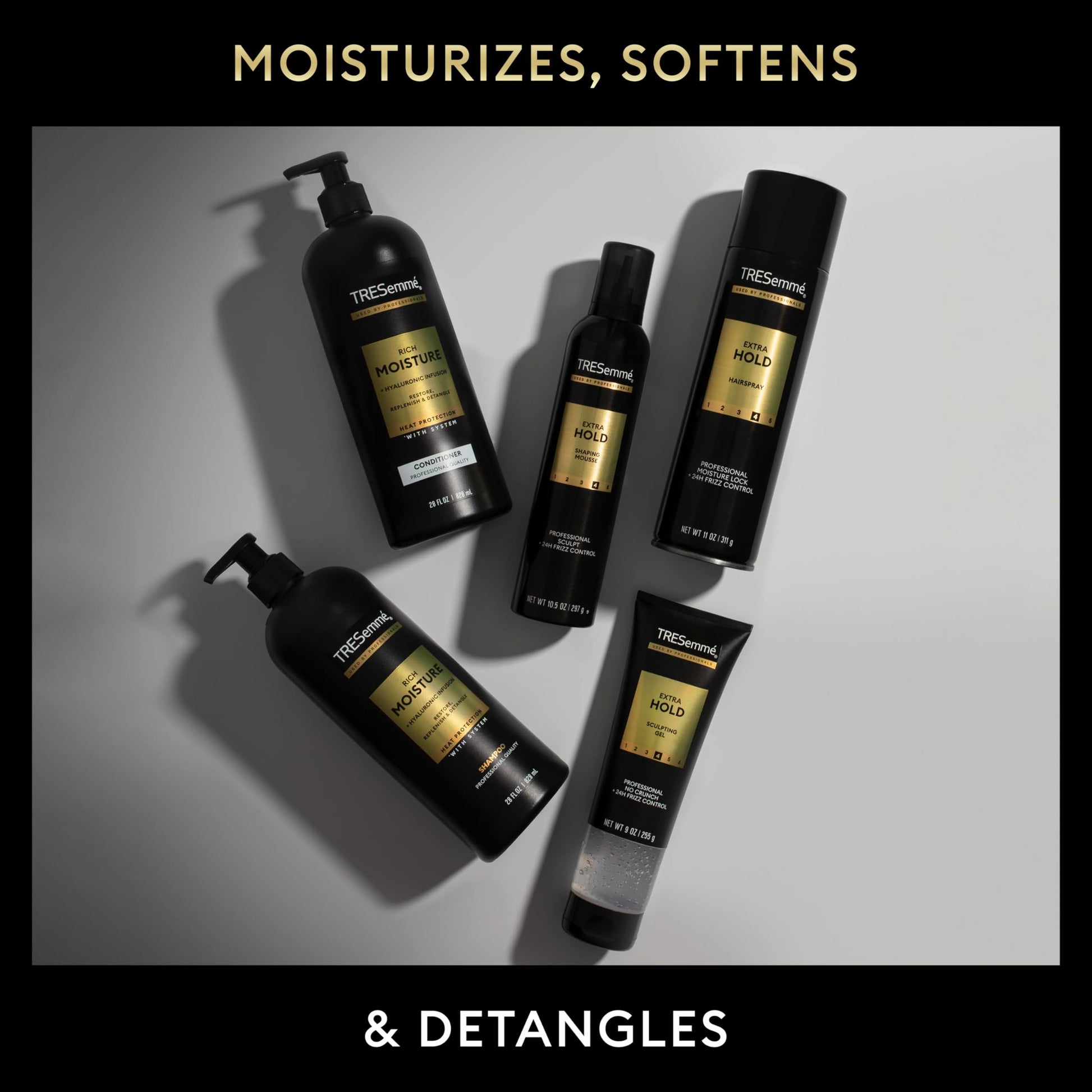 Texture shot of TRESemmÃ© hyaluronic acid conditioner for silky hair results