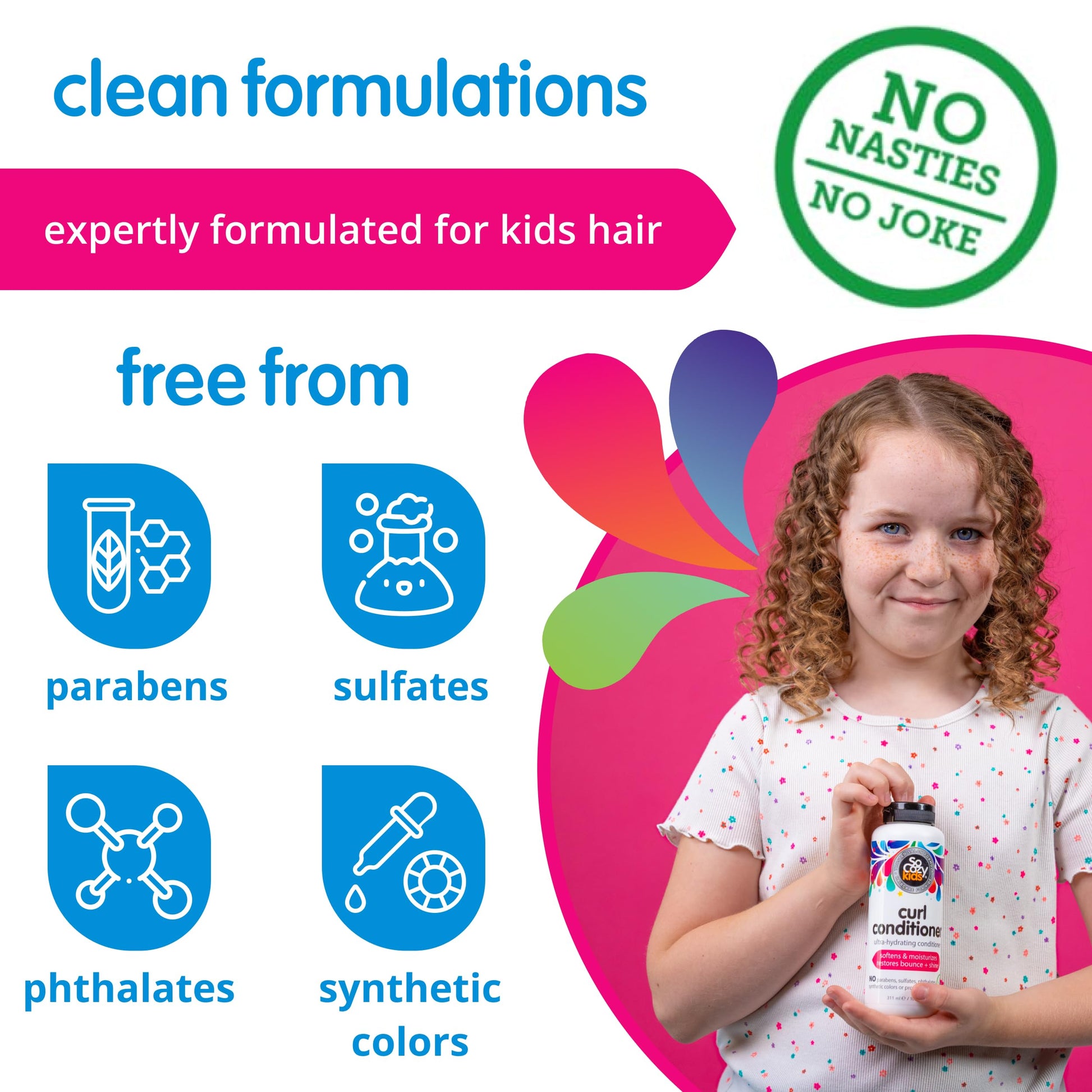 Side view of SoCozy kids hair conditioner 10.5 fluid ounce bottle