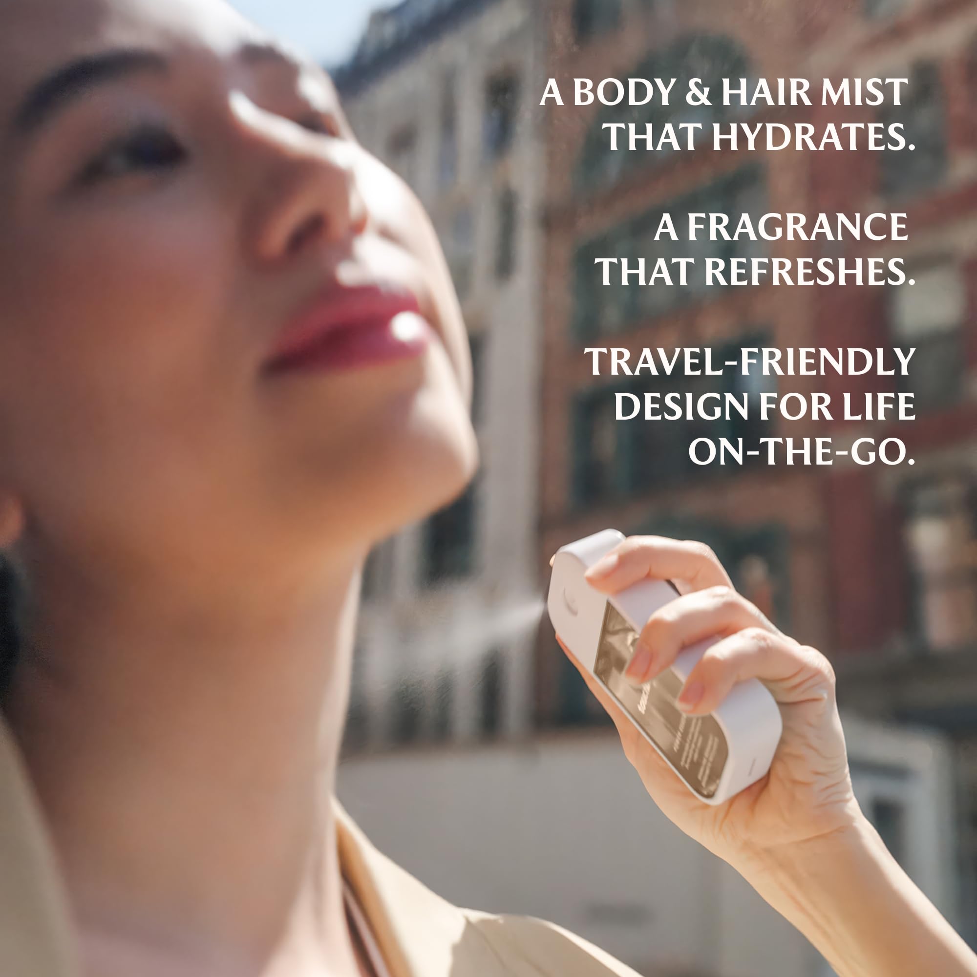 Sleek capless design of Touchland power essence body mist