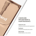 Premium Touchland body and hair mist packaging showing skincare ingredients
