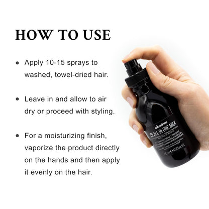 Professional hair styling with Davines OI milk spray
