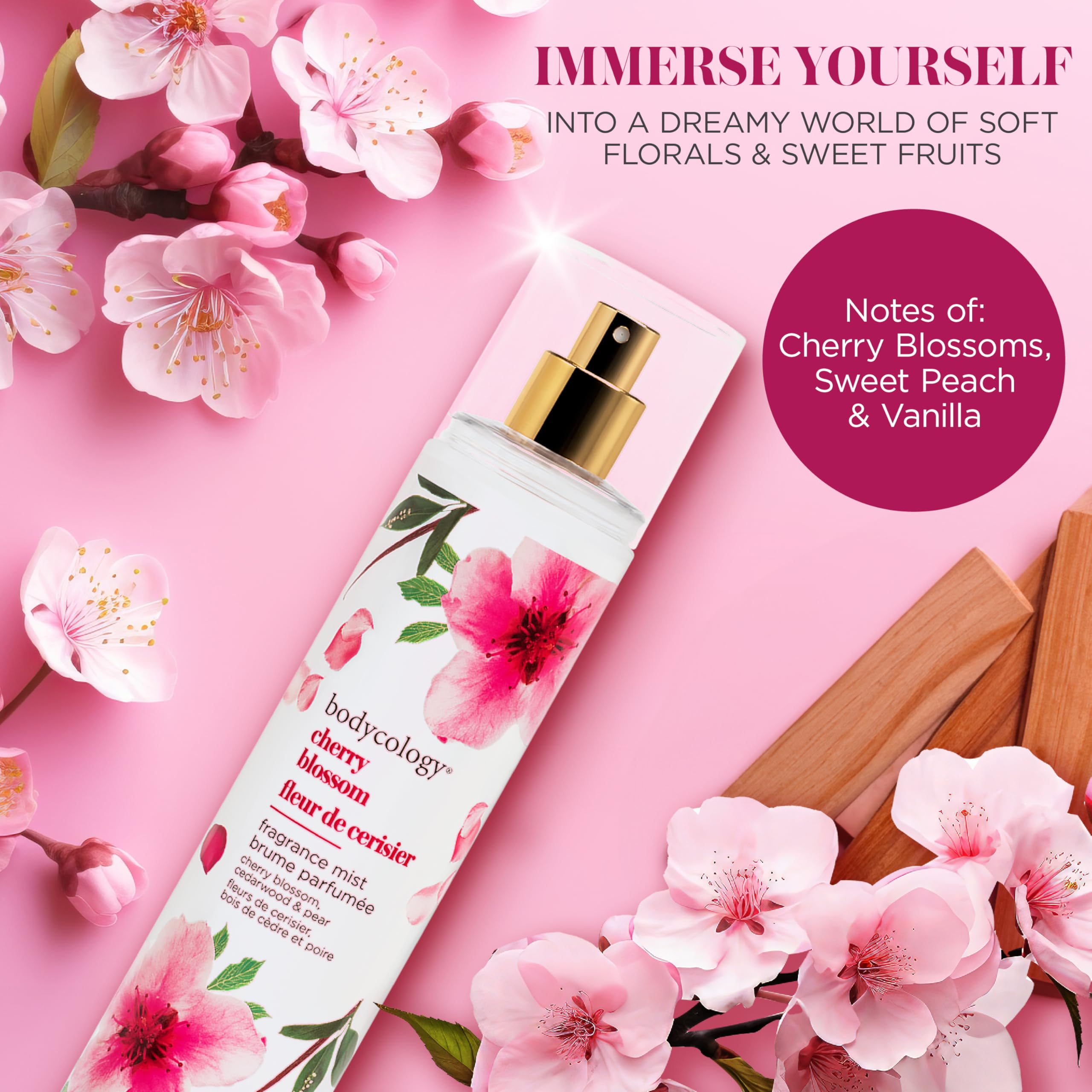 Bodycology Cherry Blossom 8 fluid ounce body spray bottle