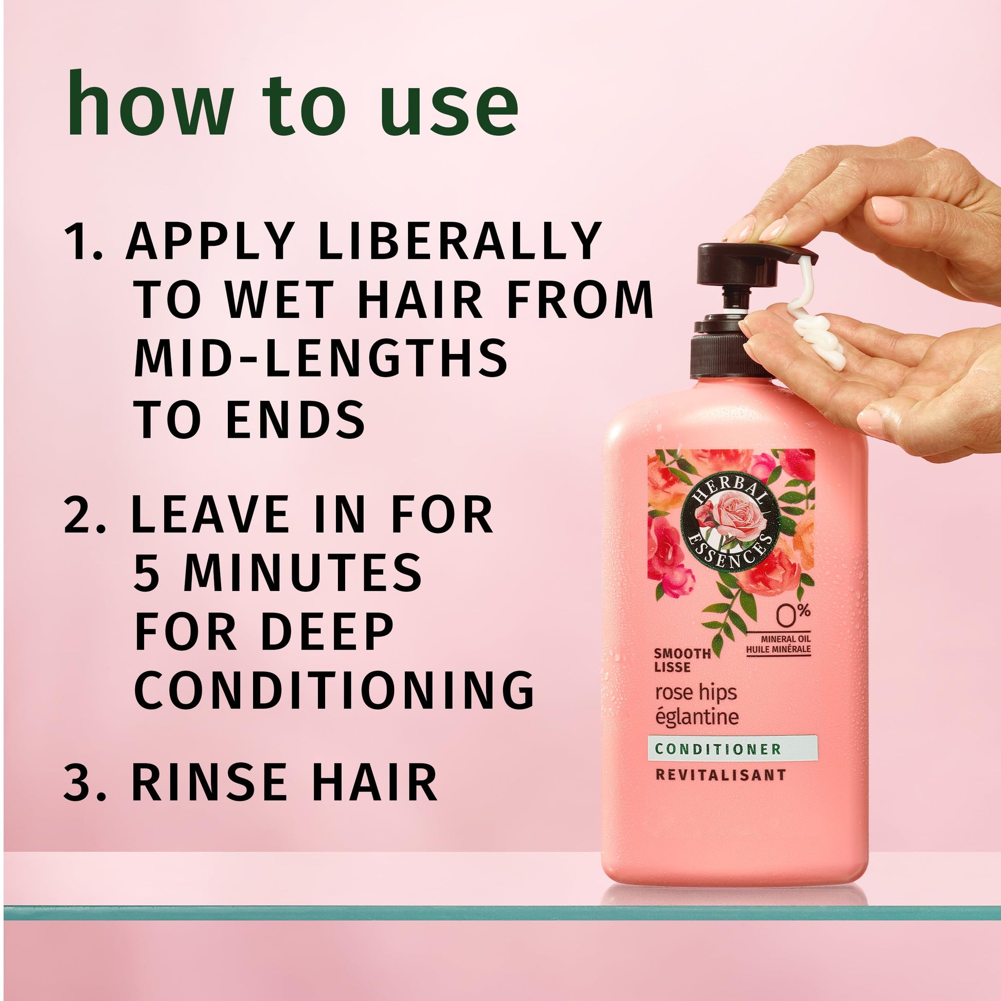 Side profile of Herbal Essences hair care bottle