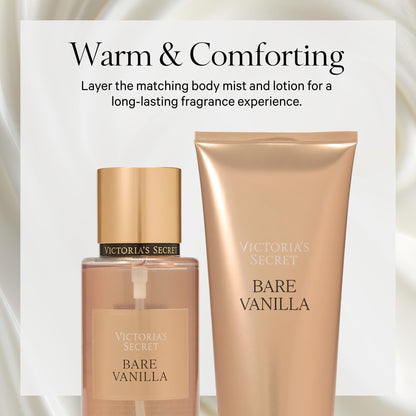 The premium vanilla and cashmere scented body spray displayed against a clean background showing product dimensions.