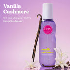 Eos Vanilla Cashmere body spray bottle lifestyle shot