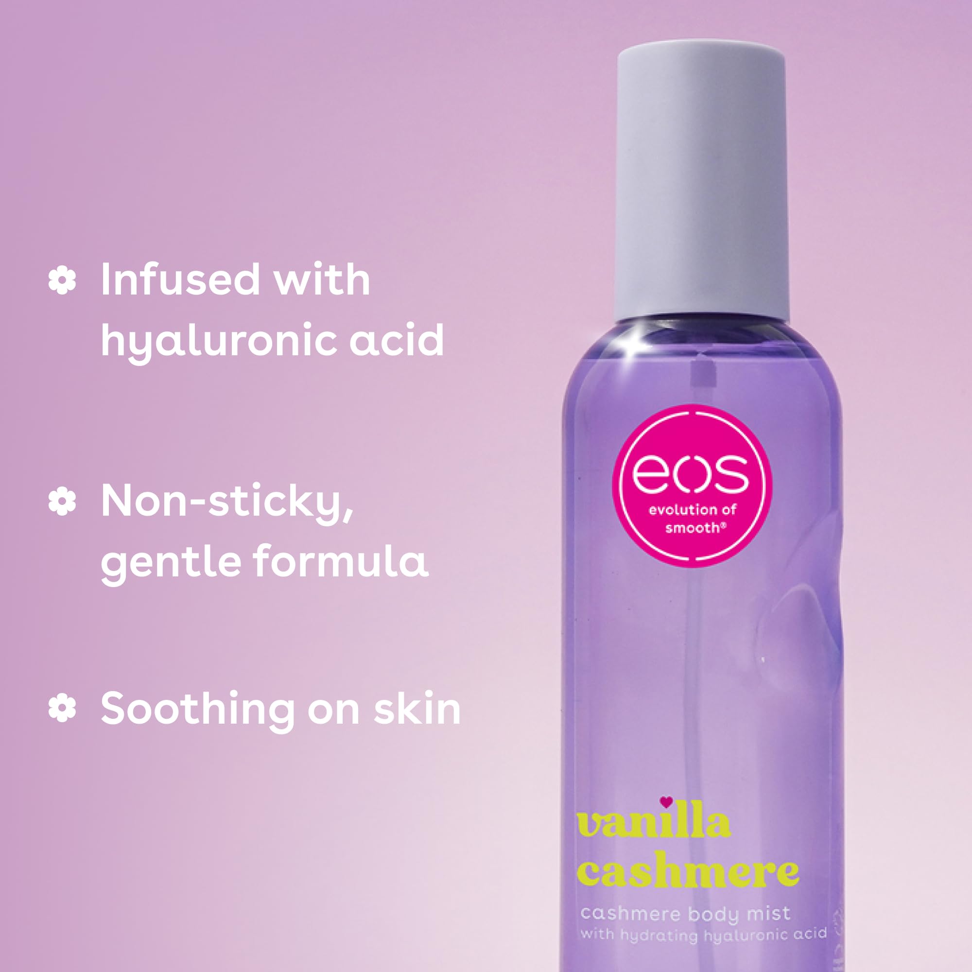 Top view of Eos Cashmere body mist spray nozzle