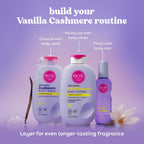 Eos Vanilla Cashmere mist being applied as a hair fragrance