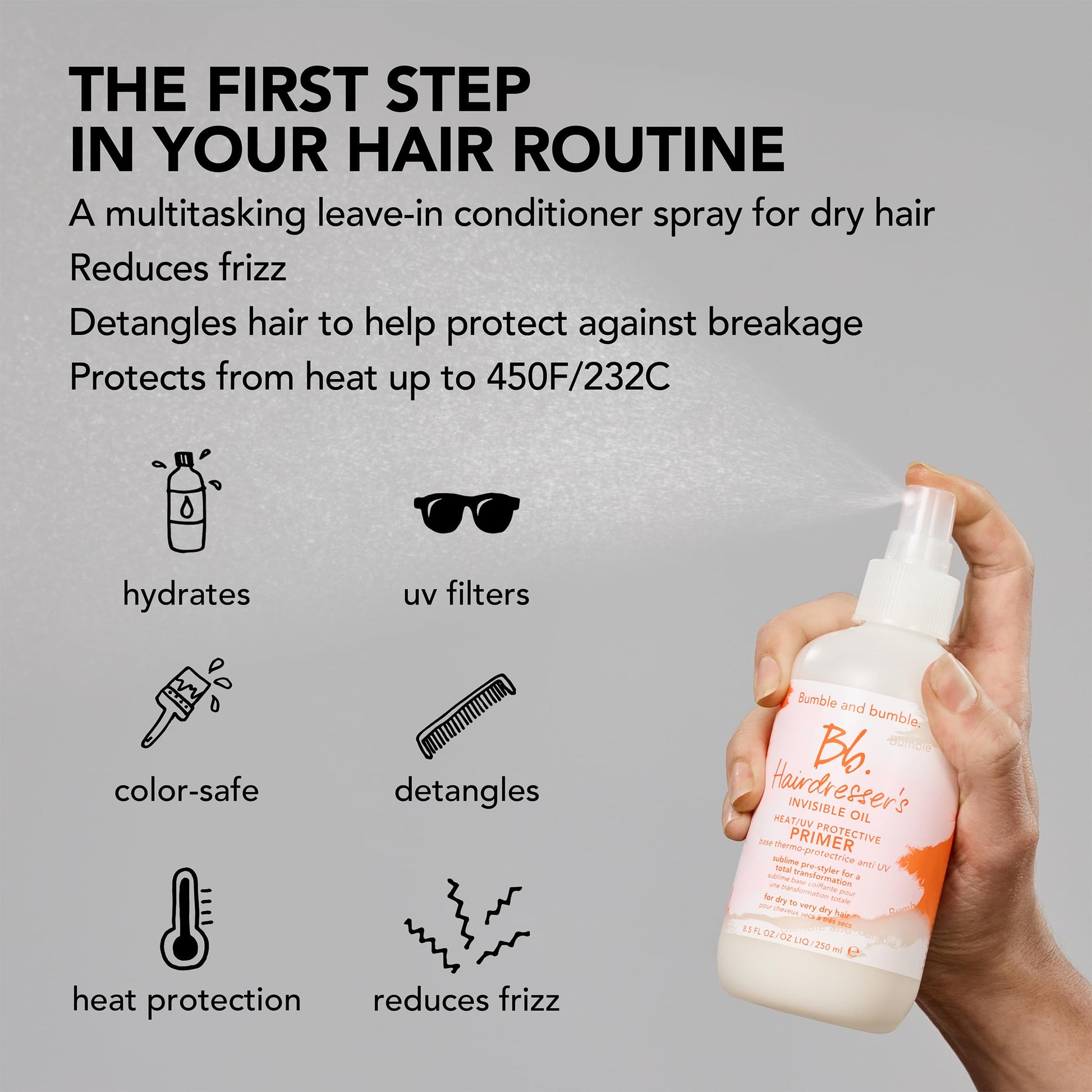 Close up of Bumble and bumble Hairdresser's Invisible Oil Leave In Conditioner nozzle applicator.