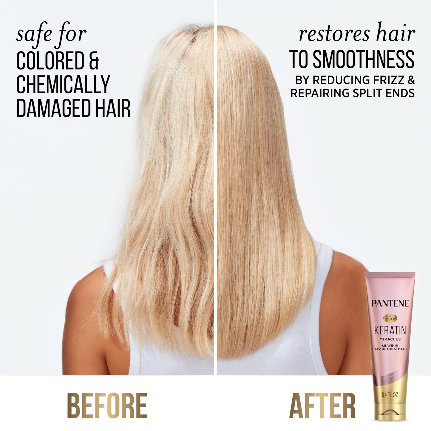 Back view of Pantene Keratin Leave-In Conditioner showing ingredient list