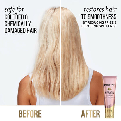 Back view of Pantene Keratin Leave-In Conditioner showing ingredient list