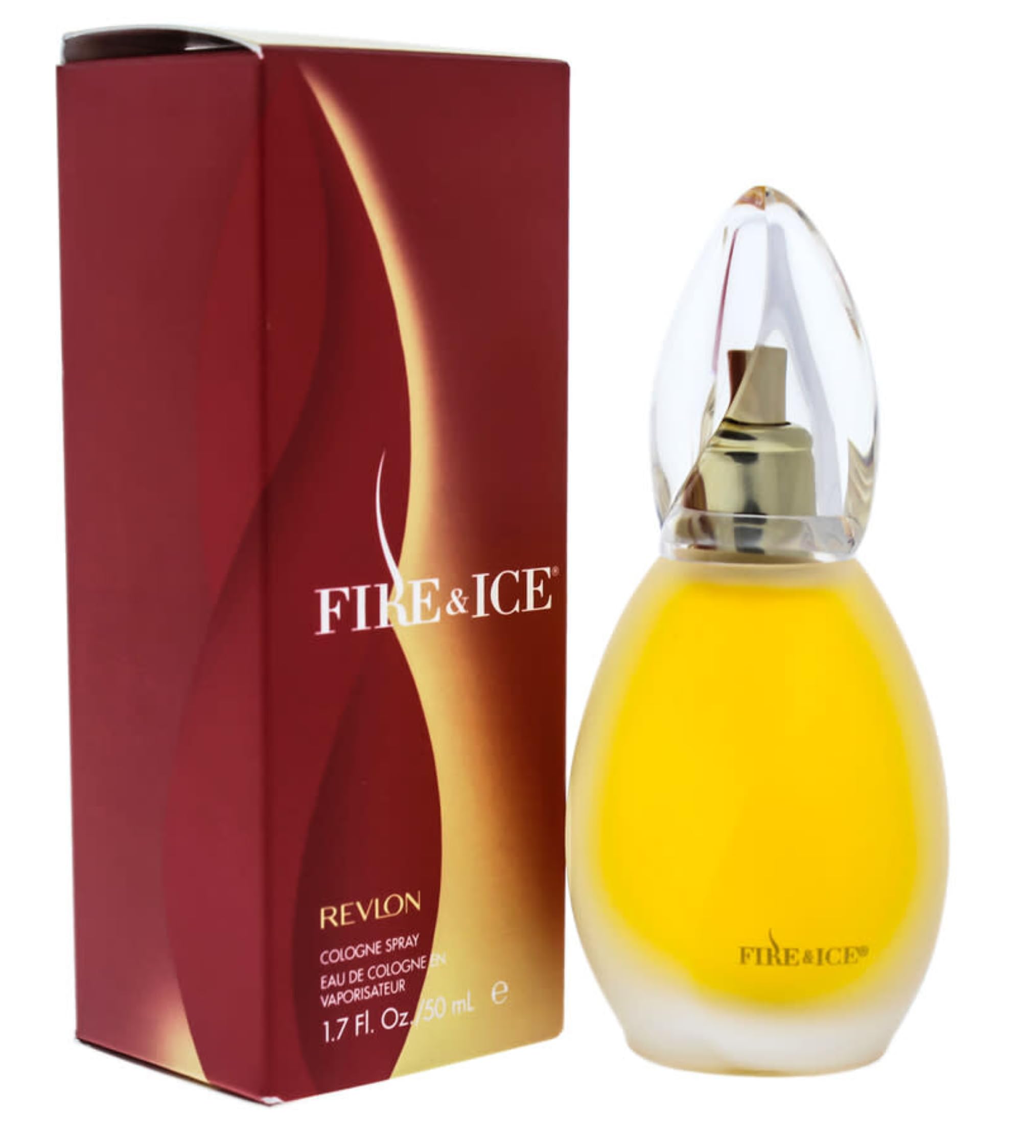Authentic Revlon Fire and Ice Eau de Cologne travel size bottle with sculpted clear cap