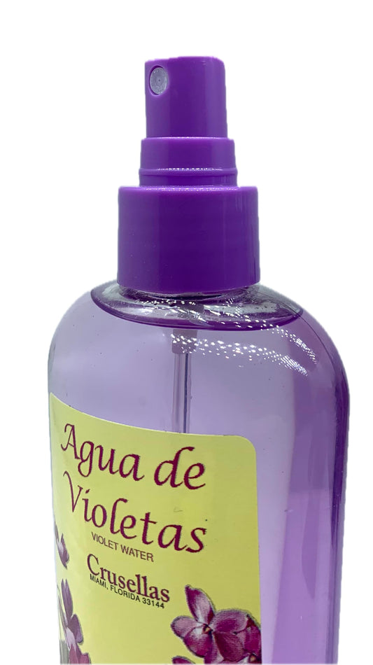 Authentic USA imported Crusellas Violet Water personal fragrance spray bottle view