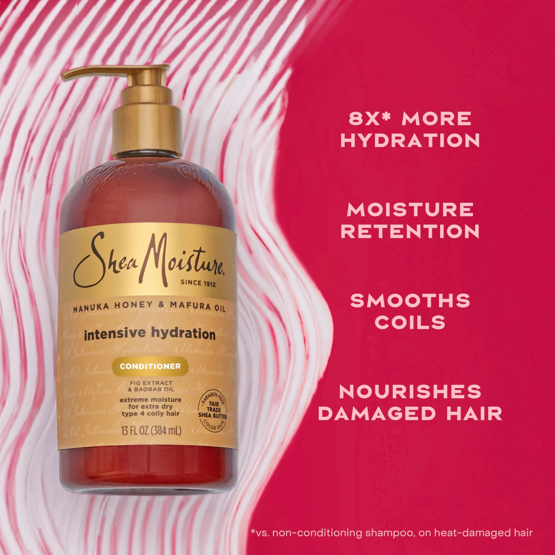 Shea Moisture Manuka Honey and Mafura Oil conditioner application on hair