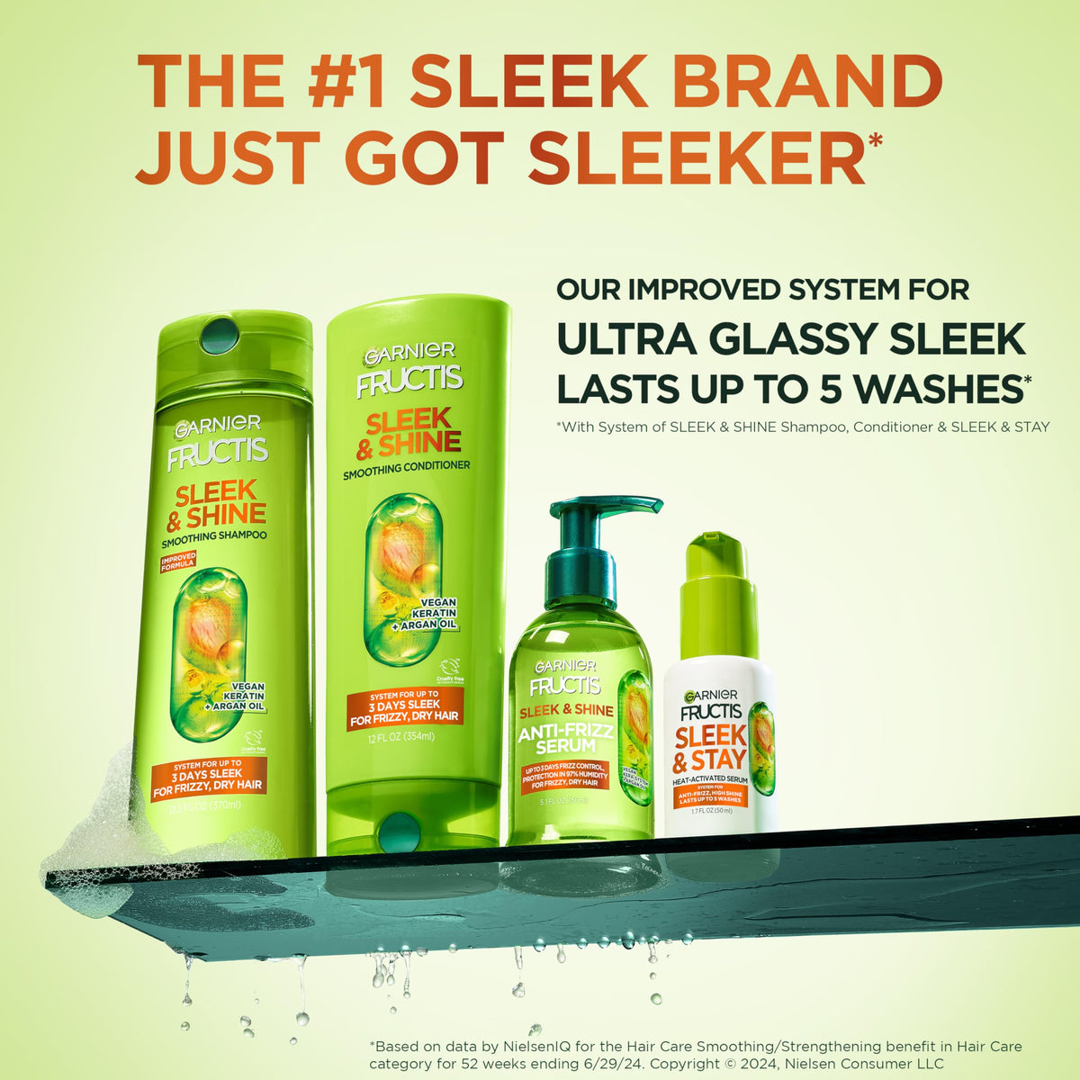 Garnier Fructis Sleek and Shine Conditioner bottle side view
