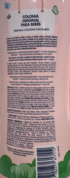 Back label close up of alcohol free infant fragrance showing hypoallergenic certification and usage directions