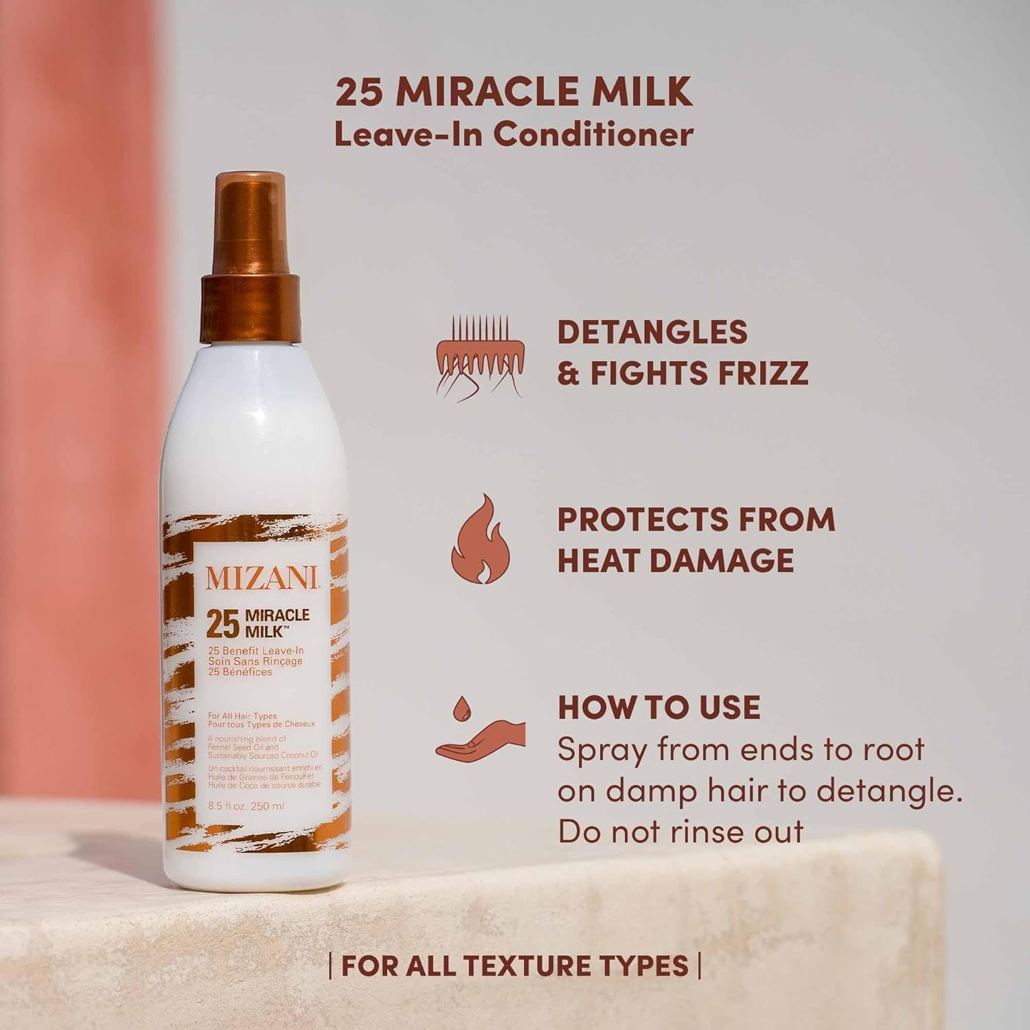 Mizani 25 Miracle Milk spray bottle for curly hair