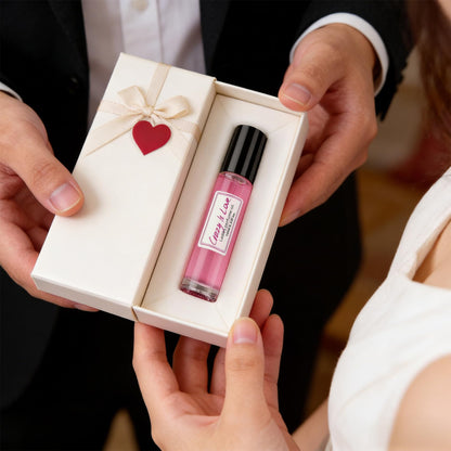 PAT-YES charm and confidence enhancing pheromones beauty oil bottle side angle view