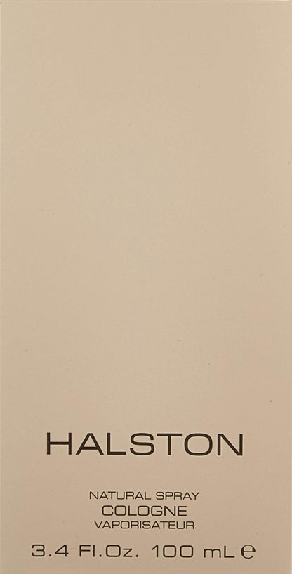 Authentic Halston packaging box alongside the iconic designer fragrance spray container