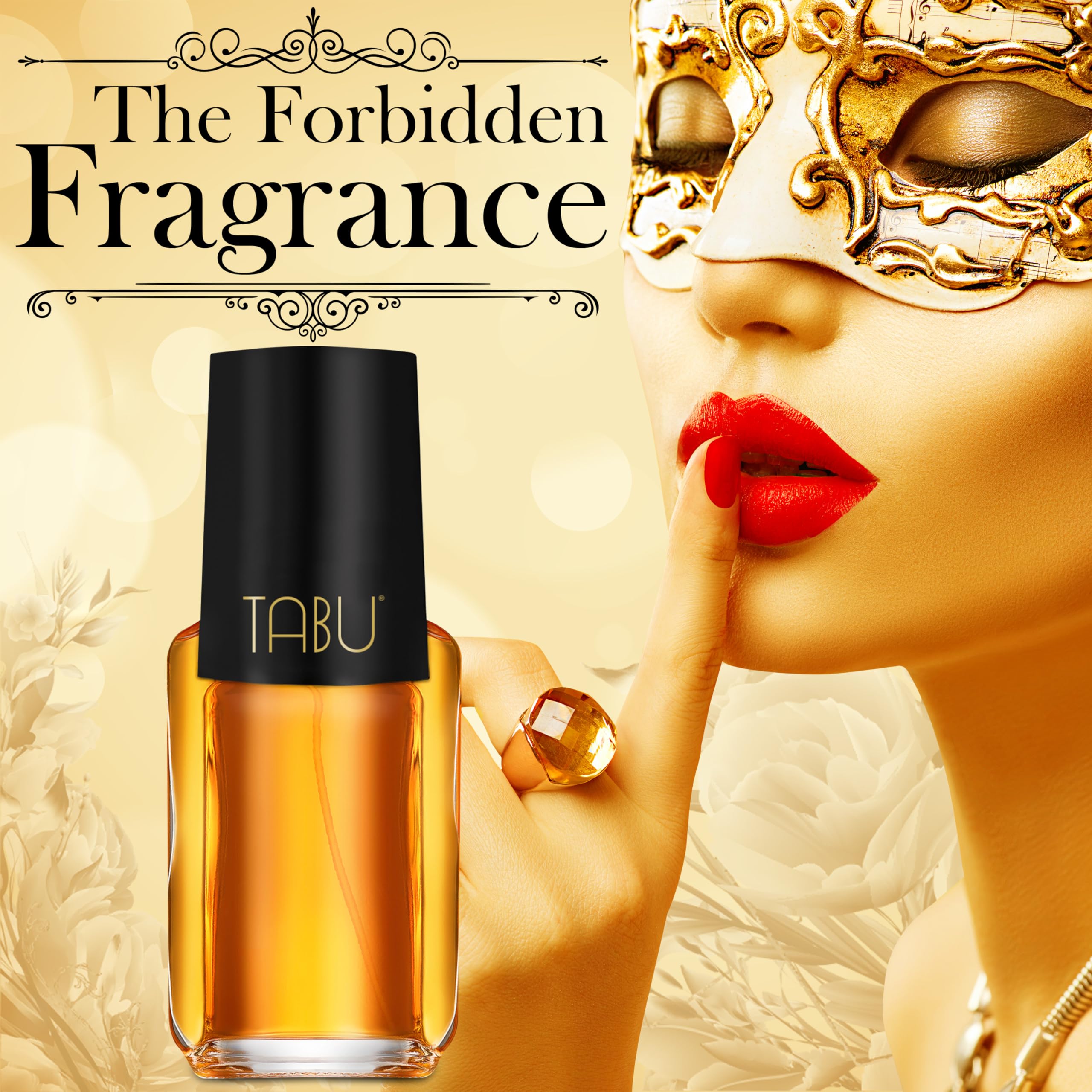 Dana Tabu The Forbidden Fragrance outer product packaging showcasing the classic branding text and historical design details.