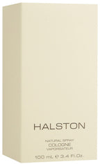 Halston by Halston 100 ml alcohol free cologne spray packaging and bottle layout.