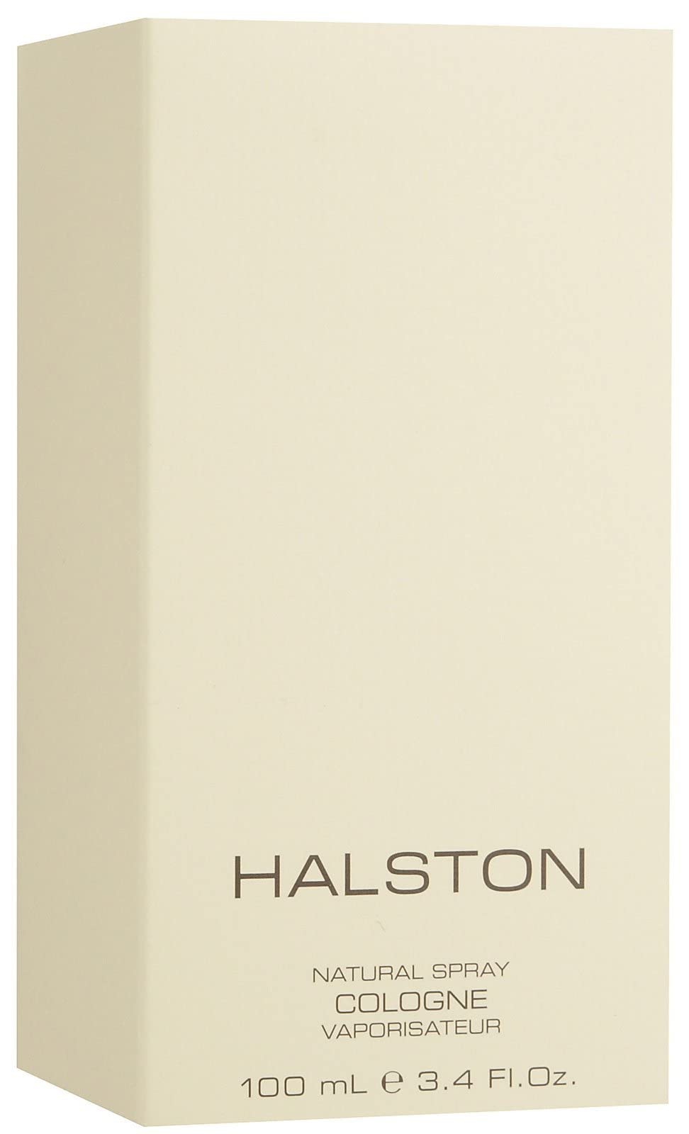 Halston by Halston 100 ml alcohol free cologne spray packaging and bottle layout.
