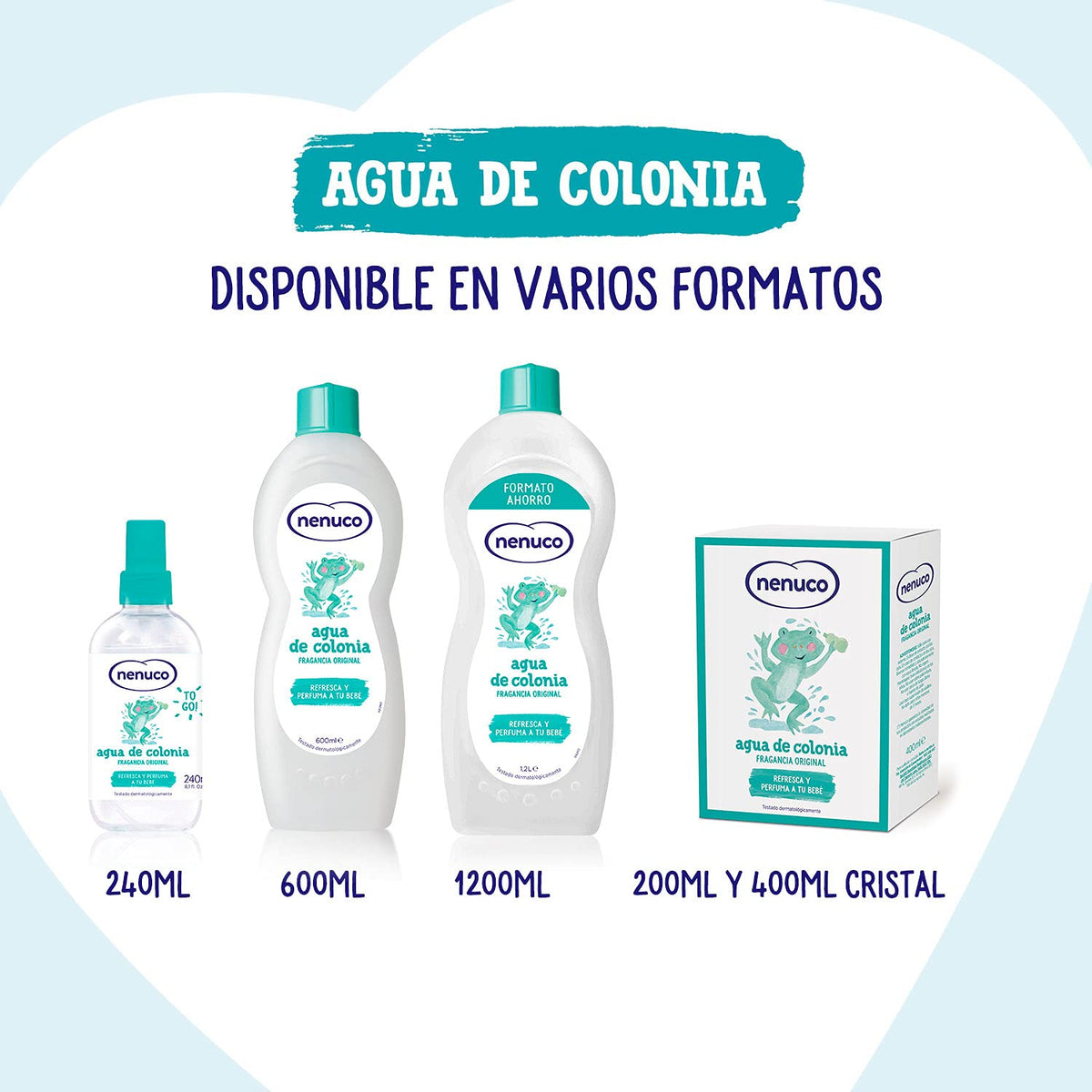 Back label of Nenuco splash cologne detailing product volume of two hundred and forty milliliters