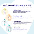 Nenuco citrus spray baby cologne bottle held to demonstrate its convenient palm size dimensions