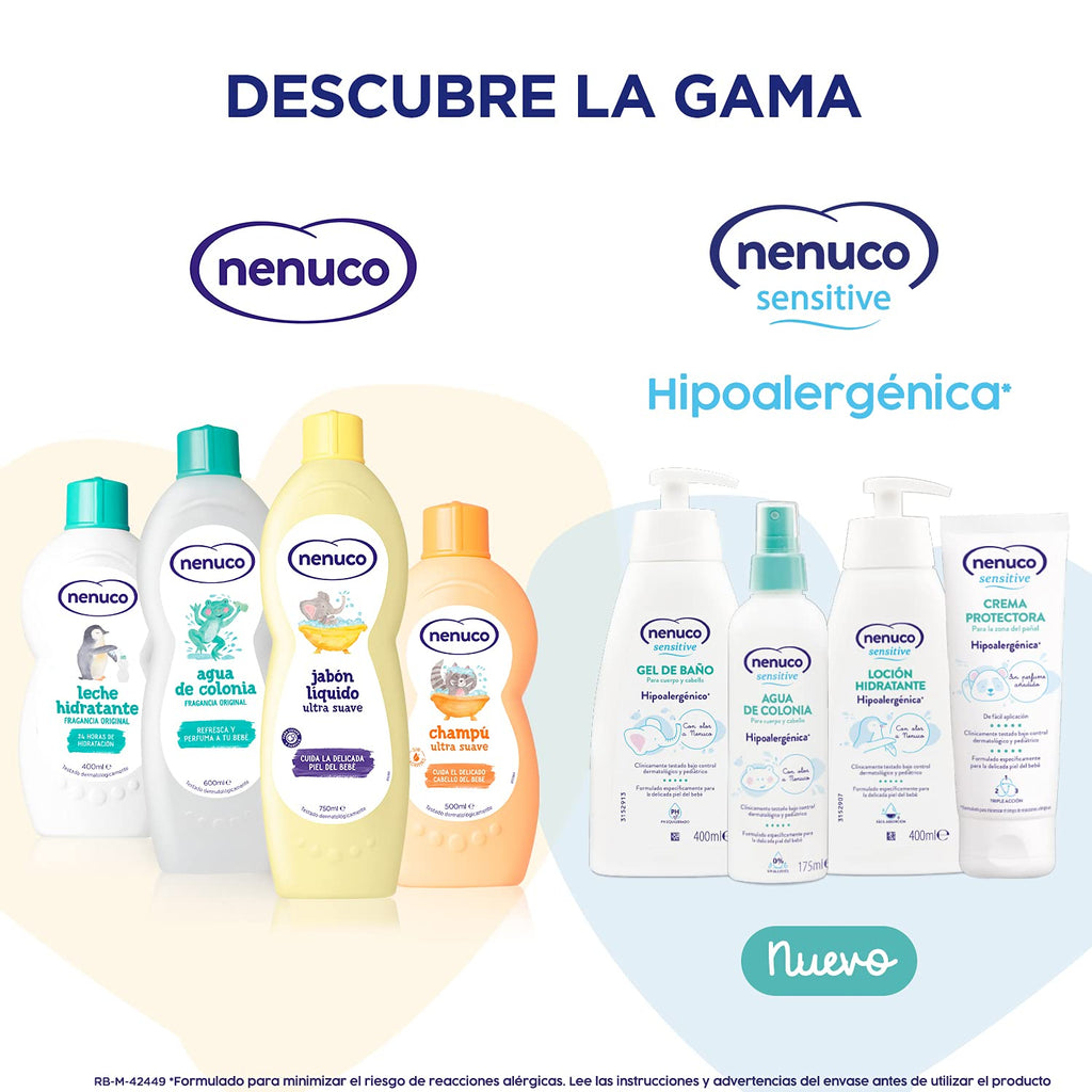 A collection of authentic imported Nenuco personal care products displaying the signature yellow packaging design