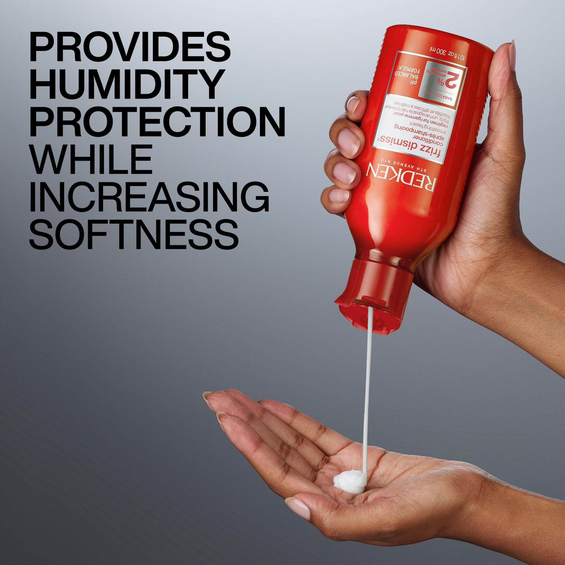 Redken Frizz Dismiss Conditioner bottle with cap details
