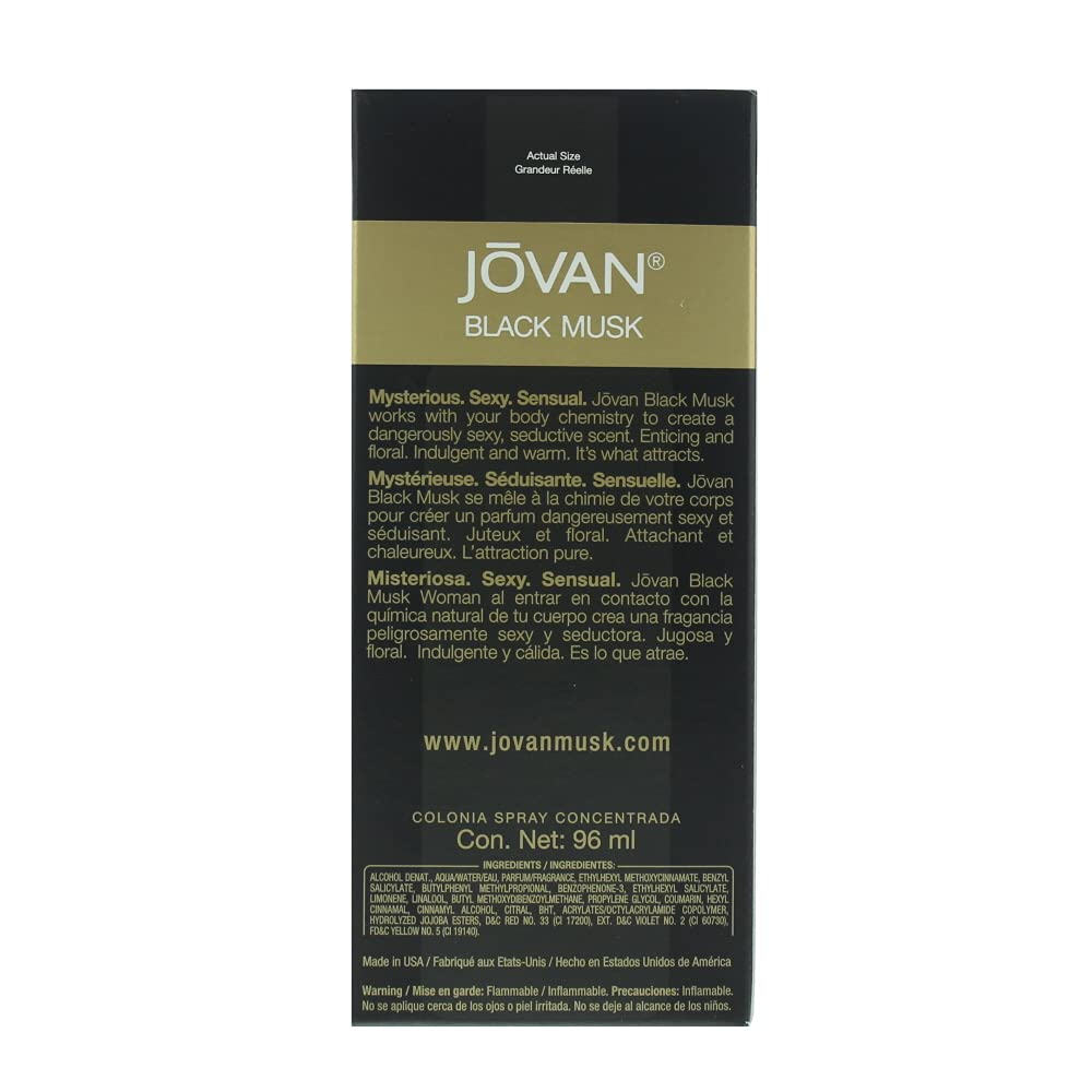 Authentic Jovan Black Musk Eau De Cologne for Women 3.25 Ounce packaging box view