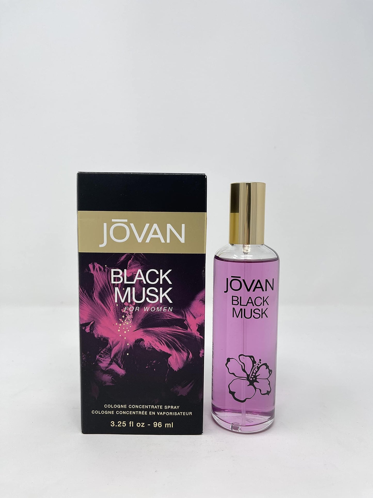 Close up shot of the trademark Jovan logo on the Black Musk perfume bottle
