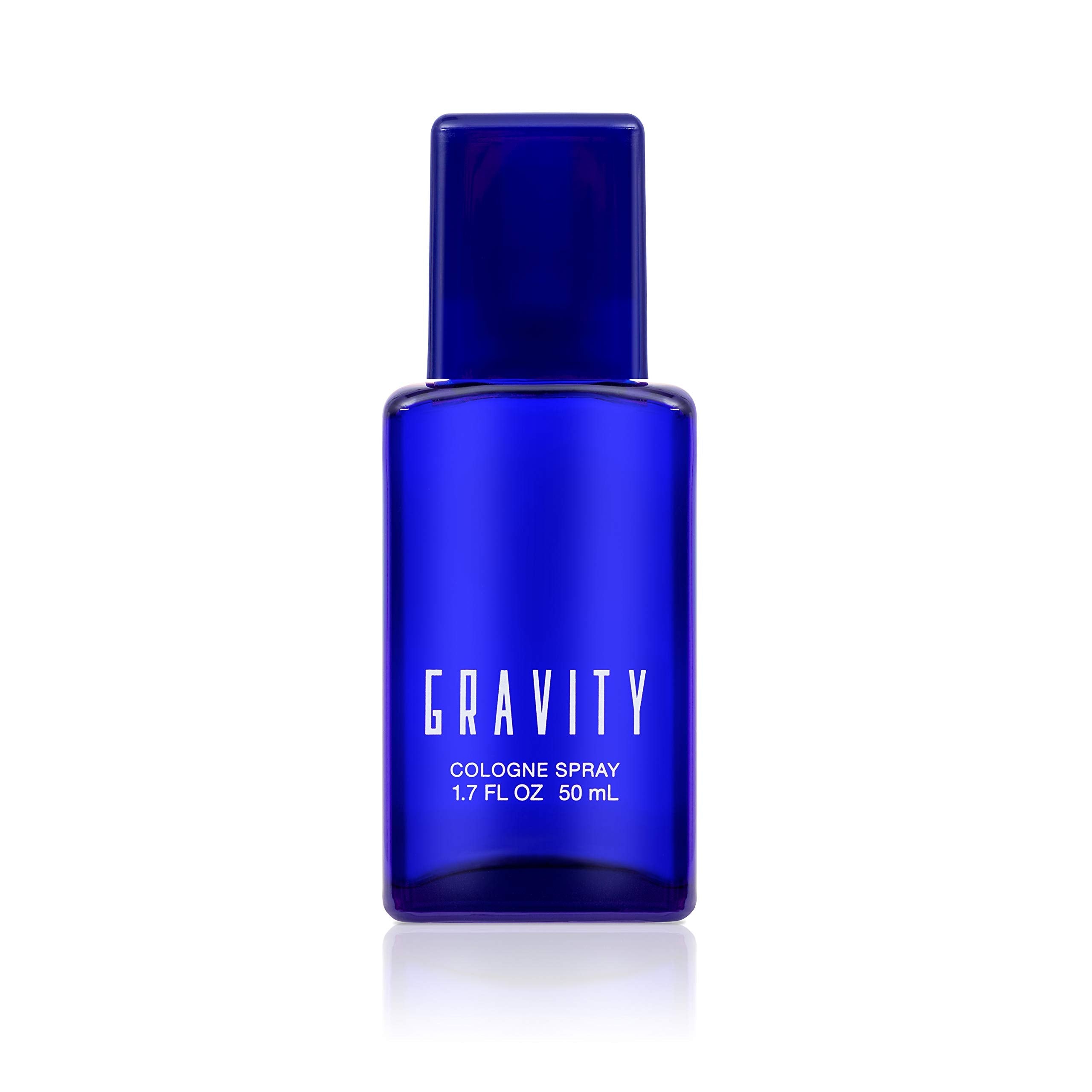 Side profile of the premium Coty Classics Gravity Cologne bottle displaying the clear liquid product inside