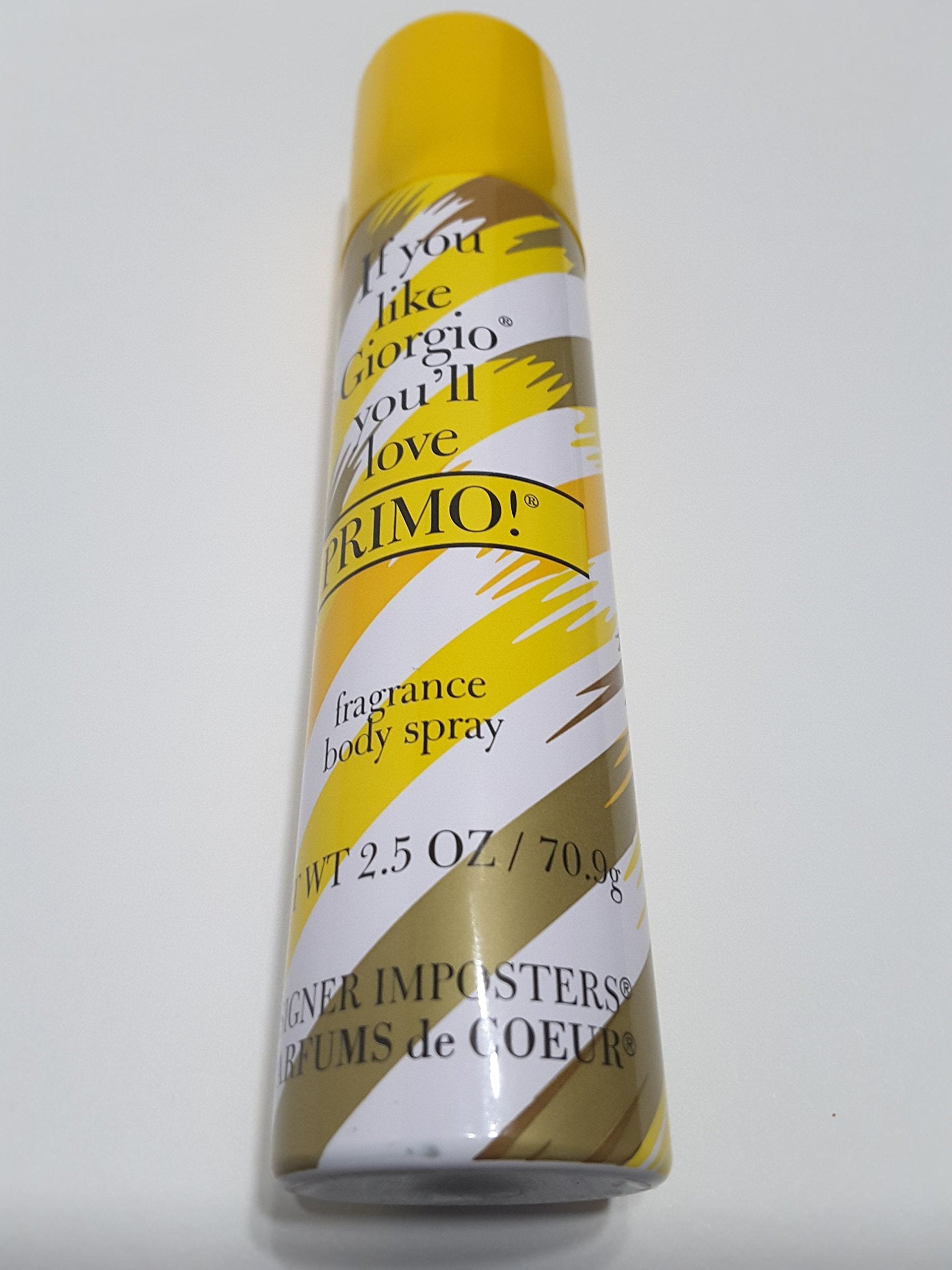 Primo designer imposters fragrance deodorant body spray two point five ounce packaging