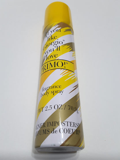 Primo designer imposters fragrance deodorant body spray two point five ounce packaging