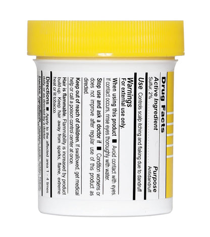 Close up of Sulfur8 medicated hair and scalp conditioner label for dandruff relief