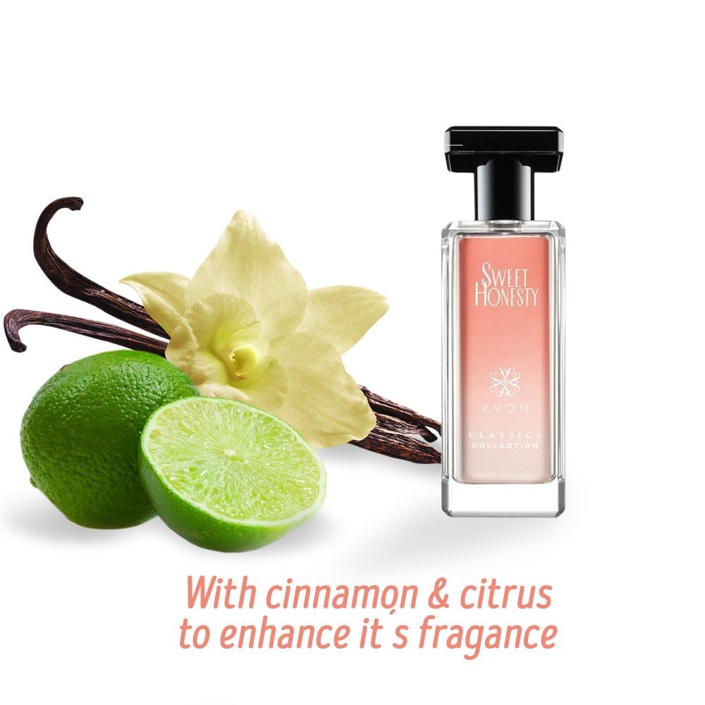 Avon Sweet Honesty soft floral fragrance bottle showcasing the classic collection branding