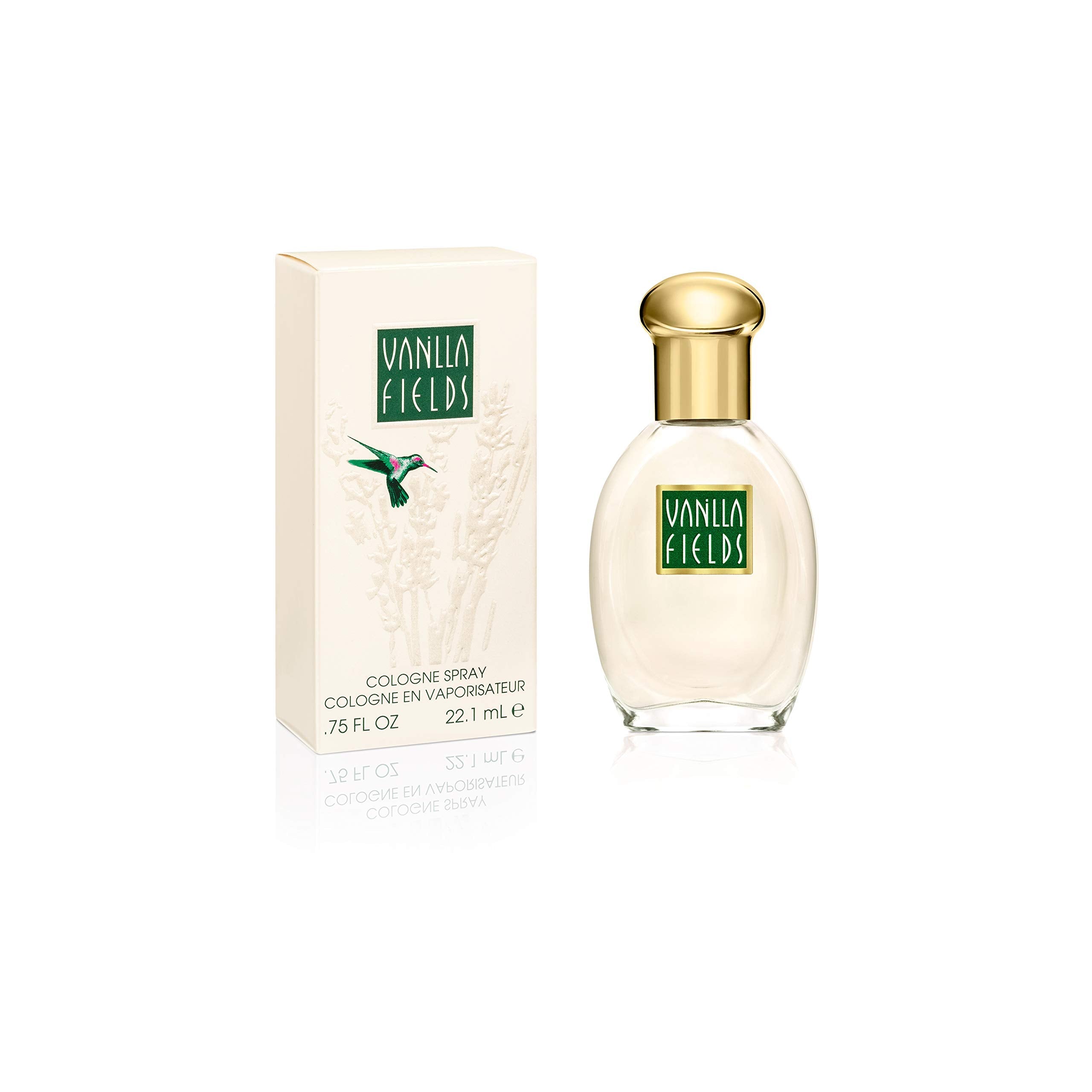 Close up of the spray nozzle on the Coty Vanilla Fields Cologne showing the premium gold cap design