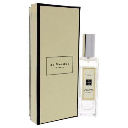 Jo Malone cologne glass bottle with silver cap on white background