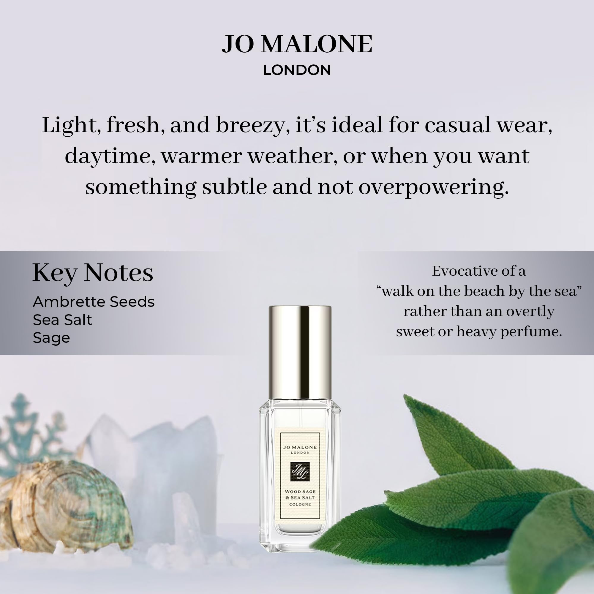 Jo Malone Wood Sage and Sea Salt mini cologne bottle displayed upright on a clean background