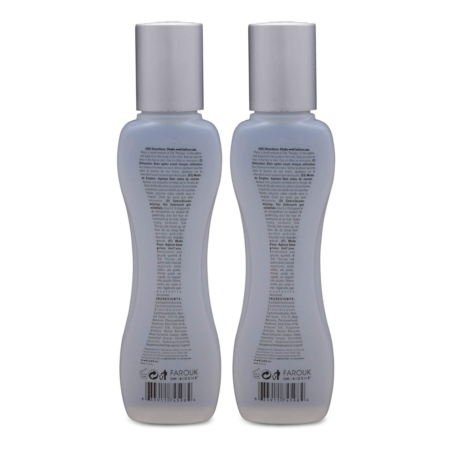 Authentic USA imported BioSilk silk protein hair treatment formula bottles for damaged hair repair.