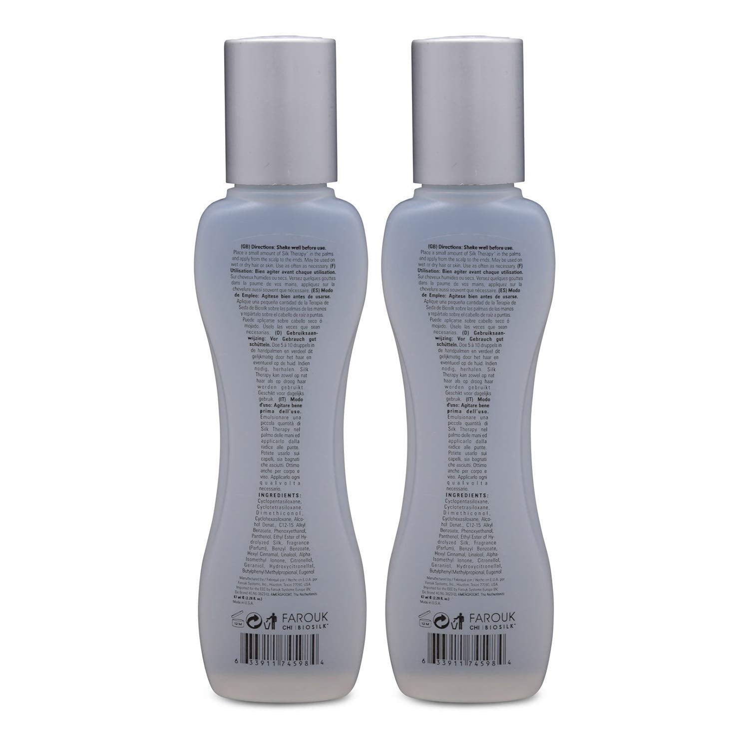Authentic USA imported BioSilk silk protein hair treatment formula bottles for damaged hair repair.