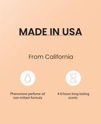 Premium PUREAMOR pheromone infused women's perfume highlighting the natural oil ingredients.