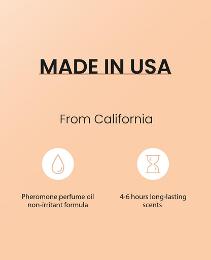 Premium PUREAMOR pheromone infused women's perfume highlighting the natural oil ingredients.