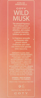 Authentic Coty Wild Musk Eau De Cologne display showing spray nozzle
